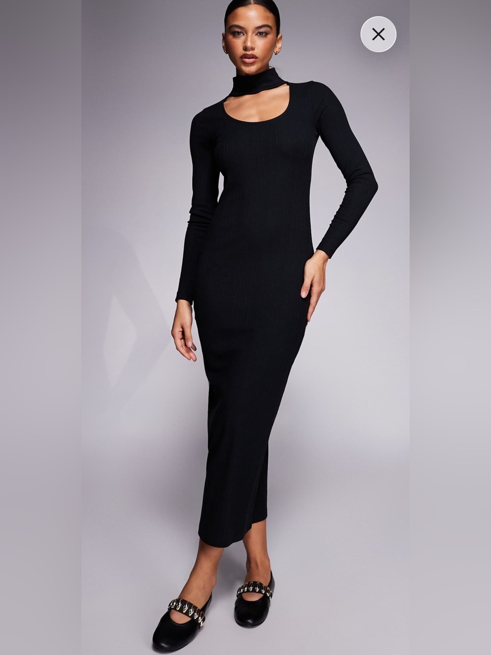 Long Sleeve Black Ribbed Maxi Dress